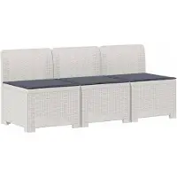 vidaXL 3-Zits Tu bank met Kussens Rattan Look 3-zits PP Wit