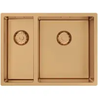 Pure.Sink Comfort 1,5 anderhalve PVD rose koperen spoelbak 18+34cm grote bak rechts PCM183440-62