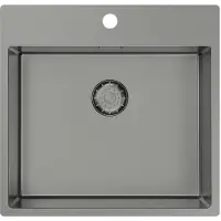 Pure.Sink Comfort Gun Metal spoelbak 54x52 cm Tapwing met kraangatbank PCM5040T-61