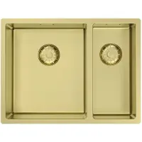 Pure.Sink Comfort 1,5 anderhalve PVD gouden spoelbak 34+18 cm grote bak links PEX341840-60