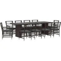 vidaXL Tuinset, 11-delig, zwart, polyrotan