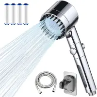 Sonstiges Douchekop met 15-traps waterfilter, 4 straalstanden, stopknop, massagefunctie, zilverkleurig