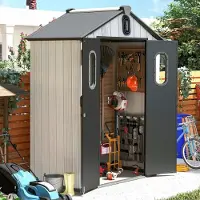 Sonstiges Tuinhuis, kunststof, 1,5 x 0,9 meter, grijs, weerbestendig, dubbelwandig, afsluitbaar, met dakventilatie