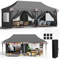 Sonstiges Paviljoen, 3x6 meter, grijs, waterdicht, stabiel, met 6 zijwanden, UV-bescherming 50+