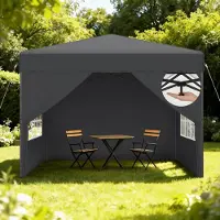 Sonstiges Pop-up paviljoen, 2,5 x 2,5 meter, waterdicht, met UV-bescherming, inklapbaar, met zijwanden, antracietkleurig, hoogte verstelbaar van 240-260 cm