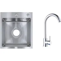 Faizee Home Future RVS Spoelbak Zilver 40x45x22 cm met Genial Kraan