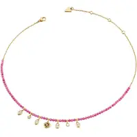 GUESS halsketting Jaipur Splendor 16-18" Beads & Charms Necklace Yellow Gold / Fuchsia goudkleurig