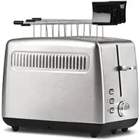 ALLVIA Tosti Apparaat Broodrooster - Broodrooster met Tostiklemmen - Tosti Broodrooster - met 6 Kookmodi - Tangen van Roestvrij Staal - Zilver - 16cm x 25cm x 19cm