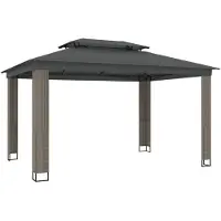 vidaXL Paviljoen met dubbel dak, antraciet, 3,94 x 2,96 m, staal