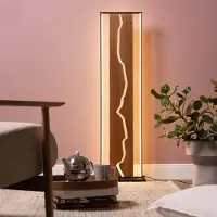 Lightbox LED-vloerlamp, 120 cm, 2300 lumen, 3000 Kelvin, hout/metaal, bruin/zwart