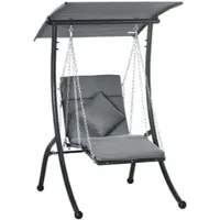 MODFU - Tuinschommel - Verstelbaar Dak Tot 45° - Met Zitkussen En Hoofdkussen - Stalen Frame - Donkergrijs - 108 X 145 X 169 Cm