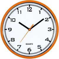 MPM -Quality Barag – Wandklok, rond, kunststof met glazen wijzerplaat, mineraal beschermend glas, oranje, diameter 20 cm, Arabische cijfers