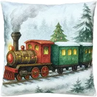 Clayre & Eef Sierkussen 45x45 cm Blauw Polyester Trein