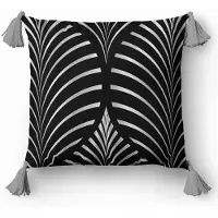 Home Collection Decoratieve kussensloop 45x45cm met franjels en zilveren ornament