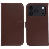Selencia Echt Leren Bookcase voor de Apple iPhone 18 Pro / 17 Pro - Bruin