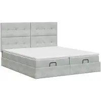 vidaXL Ottoman bed met matras en hoofdeinde, 2 stuks, lichtgrijs, fluweel