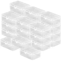 Markenlos Opbergdoos met 24 transparante kunststof kralen - 6,5 cm x 4,5 cm x 2,4 cm