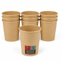 Spies Online Kartonnen Bekers 240 ml – 12 Stuks – Koffiebekers voor Warme en Koude Dranken – Wegwerpbekers voor Feestjes, Kantoor en Evenementen – Bruin