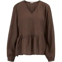 We fashion - Dames blouse met ballonmouwen - Regular fit - Bruin - Viscose - Maat: S