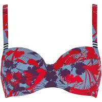 Sunflair Bikinitop 'Floral' nachtblauw / knalrood / wit