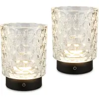 Briloner Sunora - Set van 2 Tafellampen oplaadbaar - snoerloze lamp - glazen lamp - dimbaar - wit - Ø11 x 15 cm