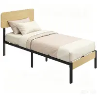 HOMCOM bed, 90x200 cm, met hoofdeinde, gastenbed met opbergruimte onder het bed, naturel