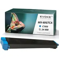 Evoke tonercartridge, compatibel met de Sharp-printer MX-61GTCA, MX-60GTCA, cyaan, 24.000 pagina's, compatibel met MX-3051, MX-3061, MX-5071, MX-2651, MX-3551