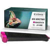 Evoke tonercartridge, compatibel met de Sharp-printer MX-61GTMA, MX-60GTMA, magenta, 24.000 pagina's, compatibel met MX-3051, MX-3061, MX-5071, MX-2651, MX-3551