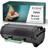 Evoke toner cartridge, compatibel met de printer Konica Minolta TNP-64 AAE1011 TNP64, zwart, 25.000 pagina's, compatibel met Bizhub 4052 en 4752