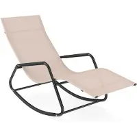 Costway Hangstoel, ligbed, strandstoel, ergonomische schommelstoel, tuinligbed geschikt tot 160 kg, relaxstoel voor tuin, terras of balkon, beige