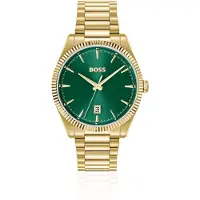 BOSS Cheswick-horloge met groene wijzerplaat en gegroefde lunette