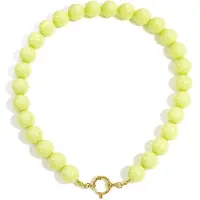 Yehwang Kralenketting Dames – Limegroene Kralen – Goudkleurige Sluiting – Trendy Statement Ketting