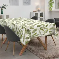 ANRO Tafelkleed Beige damast Groen 180x140cm Met sierband Afwasbaar Waterafstotend Binnen & Buiten