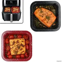 MamboCat Set van 2 CINA Mini-bakvormpjes, vierkant, Ø 12,3 cm, 1x zwart & 1x rood, van staal – 170492730