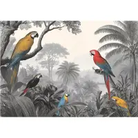WALLARENA - Fotobehang - 250x175 cm - jungle met papegaaien en palmen voor woonkamer en slaapkamer