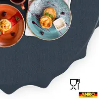 ANRO Tafelkleed Donkerblauwe linnenlook Rond Ø140cm Rechte rand Afwasbaar Waterafstotend