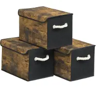 Songmics - Opbergbox - Deksel - Set van 3 - Opvouwbare Stoffen Organizer - Kast Slaapkamer Woonkamer