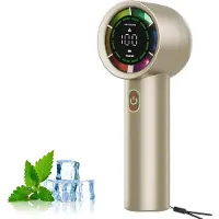 LONGZIMING -Draagbare Ventilator - Handventilator - Elektrische Fan - 100-Traps Fijnregeling - Digitaal Display - Aluminium Rooster - Stil Design - Lange Batterijduur - 1 Stuk