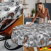 ANRO Tafelkleed Koffie Grijs Ovaal 280x140cm Met sierband Afwasbaar Waterafstotend Binnen & Buiten