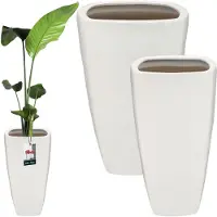 KOTARBAU 2 Stuks Bloempot, Keramiek, 36,5 x 59 cm / 28,5 x 56 cm, Wit, Glanzend, Plantenpot Binnen, Sierpot, met Drainagegat, Plantenpot voor Kamerplanten