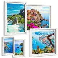 Tulup 4-Delige Schilderij Set - Kustlandschappen met pittoreske uitzichten op de zee - 50 x 50 cm, 20 x 30 cm en 40 x 60 cm - Muurdecoratie - Wanddecoratie - Hal - Stijlvolle Muurdecoratie