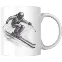 Stolkar Merkloze Ceramische Mok met Skiër Ontwerp - 330 ml