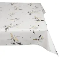 ANRO Tafelkleed Zilverblad Grijs Ovaal 160x140cm Rechte rand Afwasbaar Waterafstotend
