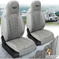BREMER SITZBEZÜGE Premium Camper stoelhoezen voor GiottiLine GiottiVan 50T 60B DPL508 in Grijs (2 losse stoelen)
