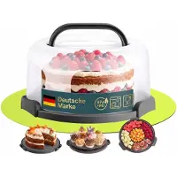 Uandu home Uandu Taartdoos met Deksel en Handvat – Cake Transportbox Antraciet – Taart Bewaardoos – Cake Bewaarbox – Voor Taarten, Cake & Gebak