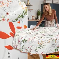 ANRO Tafelkleed Natuur Meerkleurig Ovaal 260x140cm Met sierband Afwasbaar Waterafstotend