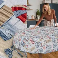 ANRO Tafelkleed Maritiem Rood Ovaal 180x140cm Met sierband Afwasbaar Waterafstotend Binnen & Buiten