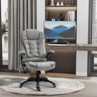 HAUSS SPOLE Bureaustoel - Massage- En Verwarmingsfunctie - Ergonomisch En Hoogteverstelbaar - Voor Kantoor En Thuiswerkplek - Polyester Grijs