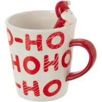 J-Line mok Kerstman Dolomiet - keramiek - rood/wit