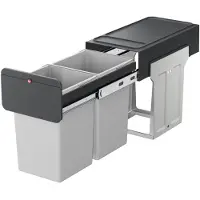 Hailo Inbouwprullenbak Eco-line Duo L, 2x 4 liter, staal/zwart